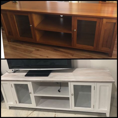 Refurbished Tv Unit, Tv Unit Makeover, Centro Tv, Updating Furniture, Grey Tv Unit, Refurbished Furniture Diy, Storage Entertainment Center, Wood Tv Unit, Wood Tv Cabinet