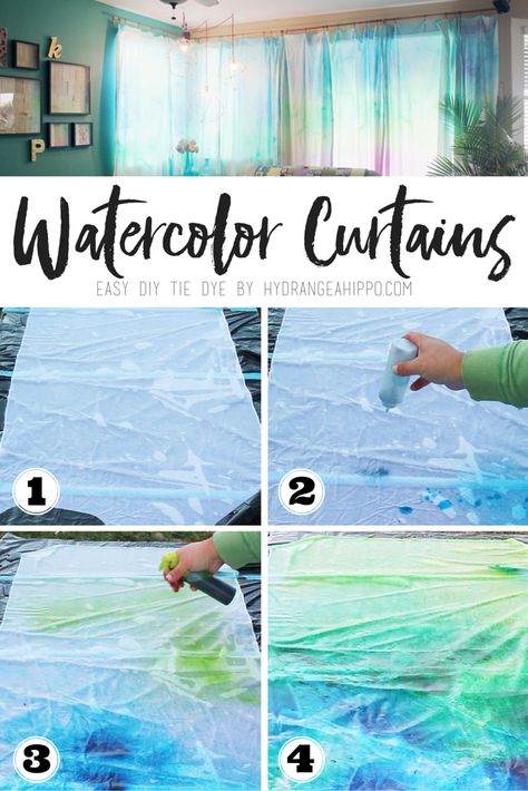 Diy Tie, Tie Dye Diy, Diy Watercolor, Décor Diy, Sheer Curtains, Design Case, My New Room, 인테리어 디자인, Shibori