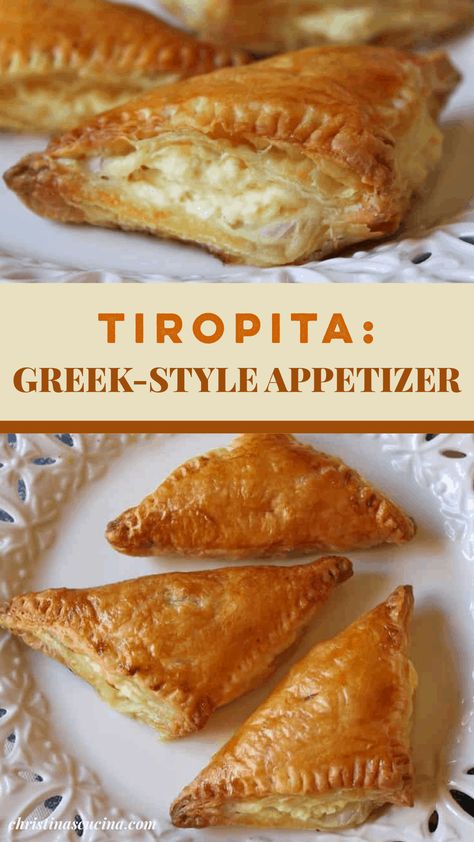 Tiropita is a Greek-style feta cheese appetizer that is incredibly tasty. This Americanized version uses three different cheeses along with puff pastry to create a delectable dish that will bring rave reviews. Tiropita Recipe, Authentic Greek Recipes, Different Cheeses, Appetizers Ideas, Greek Recipes Dessert, Brunch Easter, Recipes Greek, Greek Recipes Authentic, Greek Pastries