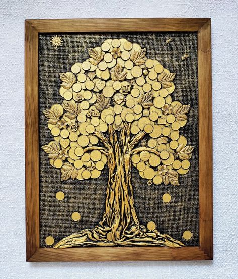 Buy Decorative Painting Gold Money Tree in a Framepicture Money Online in India - Etsy Coin Tree, Coin Art, Painting Gold, Gold Money, Money Tree, Frame Picture, Tree Wall Decor, Money Trees, How To Make Paint