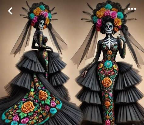 Catrina Dress, Catrina Costume, 1960s Fashion Women, Dia De Los Muertos Decorations Ideas, Classic Halloween Costumes, Halloween Makeup Diy, Burlesque Costumes, Barbie Dolls Diy, Den Mrtvých