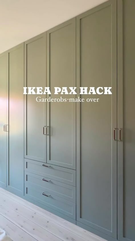 DIY - IKEA Hack | @anotherfknflat shared an amazing IKEA Malm Drawer Hack that transforms ordinary drawers into a stylish, budget-friendly addition to your… | Instagram Armoire Ikea Pax Dressing, Green Built In Closet, Ikea Pax Wardrobe Door, Ikea Pax Wardrobe Gray, Ikea Pax Office Storage, Pax Hacks Ikea Mudroom, Pax Wardrobe Pantry, Diy Ikea Cabinet Hack, Ikea Dresser Combination