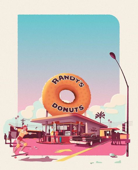 Pixelcart on Instagram: “Illustration 🍩 by @atomikestudio . • Follow @pixelcart for daily design inspirations! • Join our newsletter at pixelcart.com! . . . . . . .…” Donuts Illustration, Randys Donuts, Instagram Illustration, Flat Illustration, Lights Background, Art Google, Coca Cola, Donuts, Top Artists