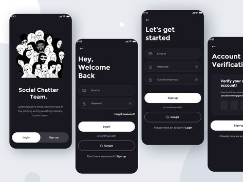 Dark mode Login and Signup App UI Design | Search by Muzli Login Page Design, Mobile Login, Ui Design Principles, Login Design, Ux Kits, App Login, Ux Mobile, Mobile App Design Inspiration, Ui Patterns