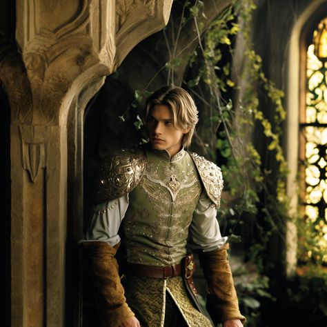 Green Prince Aesthetic, Medieval Prince Aesthetic, Royal Prince Aesthetic, Medieval Prince Outfit, Prince Outfits Aesthetic, Prince Medieval, Fantasy Prince Outfit, Prince Warrior, Medieval Prince