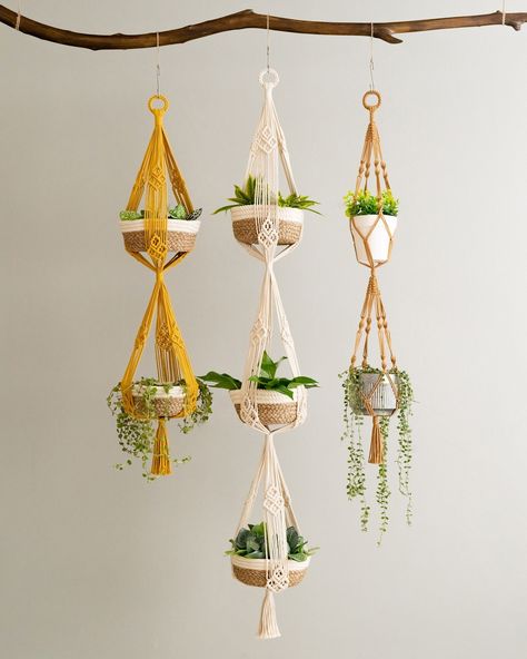 Introducing one of our latest collection from BeanDaikon! If you’re a true plant lover, this accessory is a must-have to elevate the charm of your lovely plants. Our Macrame Plant Hanger not only saves space but also adds a fresh, stylish touch to your home. 🌱✨ Check out more at: https://beandaikon.com/products/2-tiers-macrame-plant-holder-for-stylish-home-and-balcony-decor or click the link in our bio to shop now. 🛒🏡 #BeanDaikon #MacramePlantHanger #PlantLovers #HomeDecor #NewCollection #I... Double Macrame Plant Hanger Pattern, Double Plant Hanger, Planter Macrame, Rope Plant, Rope Plant Hanger, Gift For Plant Lover, Wall Planters Indoor, Support Pour Plante, Planter Indoor