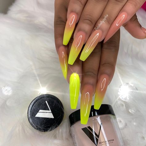 Sophia on Instagram: “#polishedbysophia #polishedtoperfection  @valentinobeautypure  #111 #11 Victoria’s collection  Use Code: Sophia 💸 off #teamvalentino…” Yellow Acrylic Nails, Acrylic Nails Ideas, Rainbow Nails Design, Yellow Nails Design, Nails Yellow, Long Acrylic Nail Designs, Yellow Ombre, Stiletto Nails Designs, Cute Acrylic Nail Designs