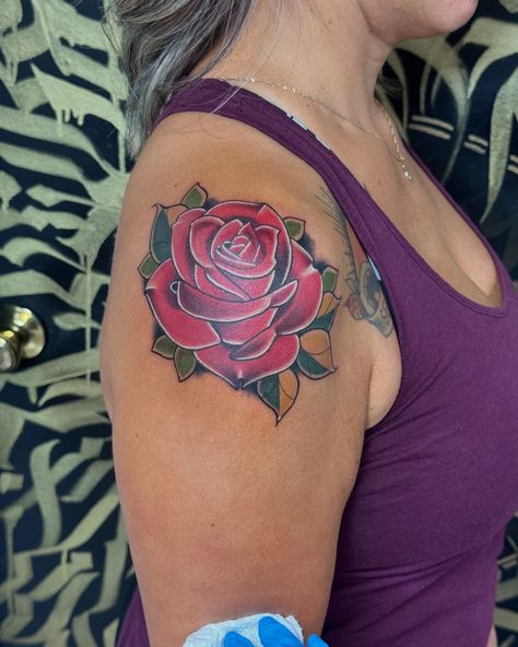 Absolutely obsessed with this beautiful rose! Happy to be home and working! Thank you for the trust!!! #rose #rosetattoo #colortattoo #colorrosetattoo #redrose #tattoos #fyp Micro Realism, Blue Rose Tattoos, Tattoo Convention, Glitter Tattoo, Line Work Tattoo, Line Work, Realism Tattoo, Fine Line Tattoos, S Tattoo