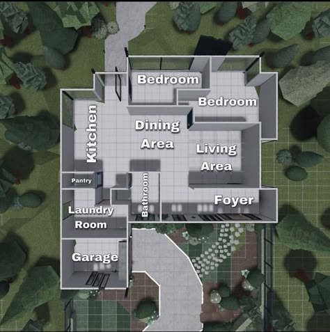 Birds Eye View House Layout, House Design Photos Bloxburg, One Floor House Layout Bloxburg, 1 Floor Layout Bloxburg, 2 Floor Layout Bloxburg, Bloxburg Plot Layouts, Roblox House Layouts 1 Story, Bloc Burg Layout, Upstairs Layout Bloxburg