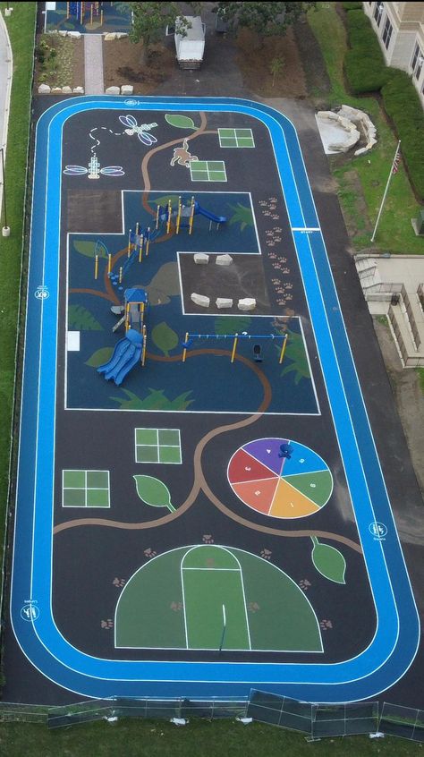 Kindergarten Outdoor Play Area Design, Outdoor Playground Design Plan, Middle School Playground, Outdoor Kids Play Area Playground Design, Snow Style Fashion, Playground Design Plan, Playground Architecture, Playground Plan, School Playground Design