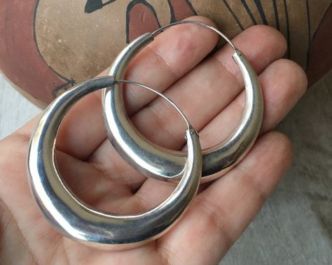 Thick silver hoops