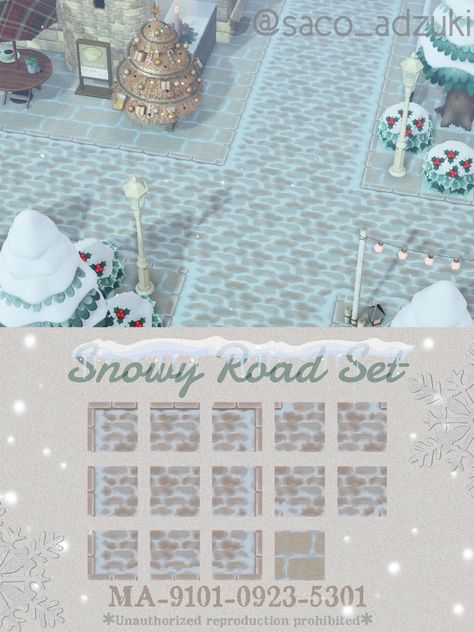 Deck Code Acnh, Acnh Christmas Path Codes, Animal Crossing Online, Acnh Christmas Code, Winter Deck, Winter Flags, Brick Path, Animal Crossing Wild World, Path Design