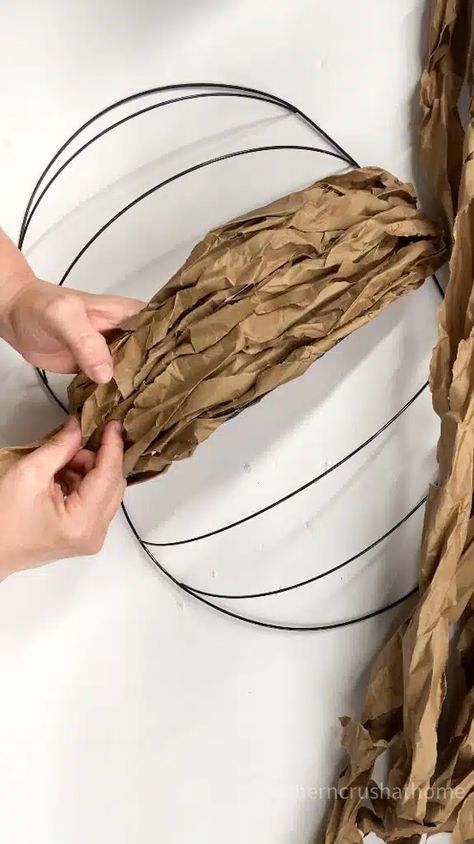 Wreaths From Dollar Tree, Diy Pumpkin Wire Wreath, Paper Wreaths Ideas, Fall Wreaths 2024, Dollar Tree Door Decor, Dollar Tree Wire Pumpkin Wreath Diy, Wire Pumpkin Wreath Dollar Tree Diy, Dollar Tree Fall Wreath Diy, Diy Jute Crafts