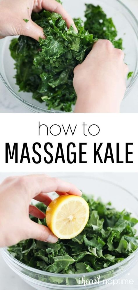 Massage Kale, Types Of Kale, How To Make Kale, Massaged Kale Salad, Kale Chips Baked, Kale Quinoa Salad, How To Cook Kale, Massaged Kale, Green Kale