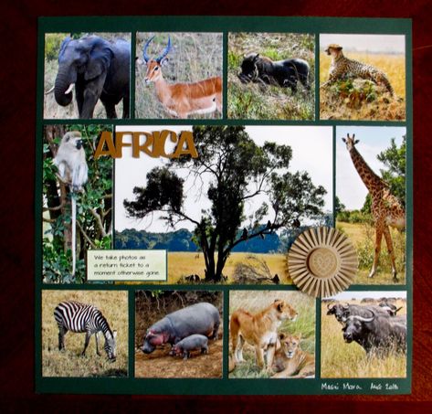 Africa - Scrapbook.com Africa Scrapbook, Safari Scrapbook Layouts, Safari Scrapbook, Safari Game, Scrapbook Overlay, Love Scrapbook, Africa Animals, Disney Scrapbooking Layouts, Safari Travel