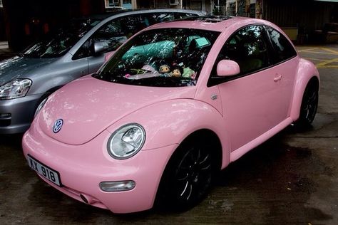 Pink vw bug Pink Vw Beetle, Pink Beetle, Volkswagen Beetle Convertible, Barbie Car, Bug Car, Volkswagen New Beetle, Beetle Car, Beetle Convertible, Pink Things