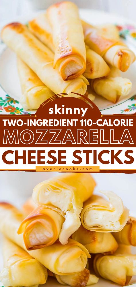 Healthier Mozzarella Sticks (Baked Not Fried!) - Averie Cooks Healthy Mozzarella Sticks, Wonton Mozzarella Sticks, Baked Mozzarella Sticks, Cheese Sticks Recipe, Homemade Mozzarella Cheese, Homemade Mozzarella Sticks, Homemade Mozzarella, Mozzarella Cheese Sticks, Healthy Snacks To Make