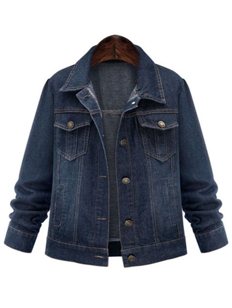 Plus Size Pocket Button Up Jean Jacket , #AFF, #Pocket, #Size, #Button, #Jacket, #Jean #affiliate Denim Jacket Long, Women Denim Jacket, Summer Coats, Long Sleeve Denim Jacket, Jean Jacket Women, Short Denim, Mode Casual, Basic Jackets, Jeans Jacket