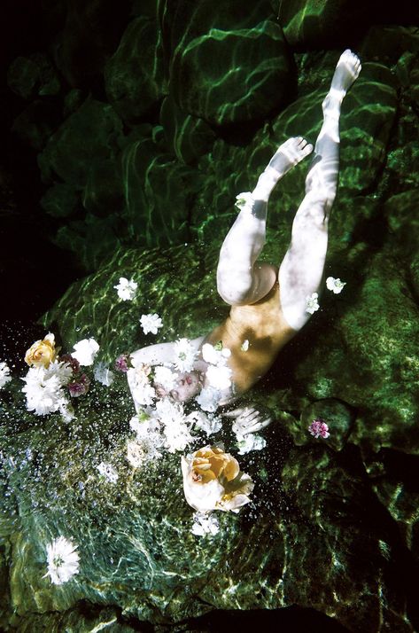 A Man, Floating, Photographer, Water, Flowers