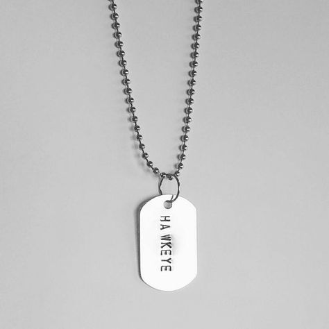 Hawkeye Clint Barton Marvel Dog Tag Necklace by SaltedMelon Barton Marvel, Hawkeye Clint Barton, Kate Bishop Hawkeye, Melinda May, Riza Hawkeye, Alphonse Elric, Pietro Maximoff, Young Avengers, Kate Bishop