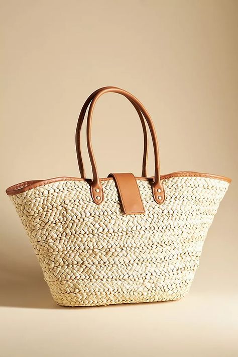 Raffia & Straw Bags | Anthropologie Resort Wear For Women, Straw Beach Bag, Faux Leather Purse, Oversized Tote Bag, Straw Tote Bag, Perfect Handbag, Straw Bags, Straw Tote, Stylish Clothes For Women