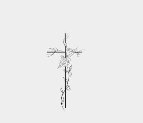 Flower Cross Rib Tattoo, Simple Cross With Flowers Tattoo, Cross And Crown Of Thorns Tattoo, Cross Neck Tattoo For Women, Spine Tattoos For Women Cross, Cross On Ribs Tattoo, Girly Cross Tattoos, Tattoo On Back For Women, Cross Tattoos With Flowers