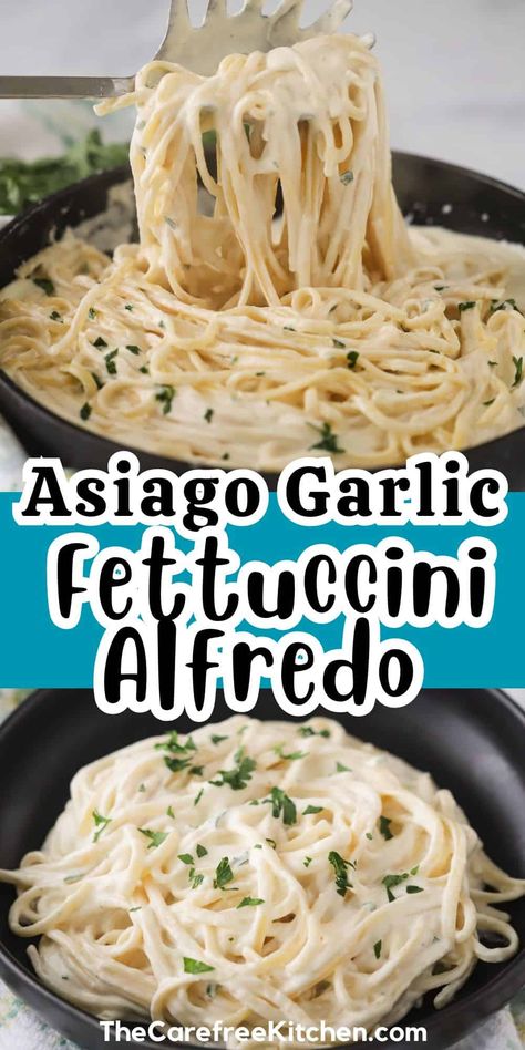 Asiago Garlic Fettuccini Alfredo Alfredo Saice, Thick And Creamy Alfredo Sauce, Alfredo Variations, Fetachinne Alfredo, Fetuccini Alfredo, Fetucinni Alfredo Sauce, Pasta Sauce Recipes Easy, Fettucini Alfredo, Homemade Meat Sauce