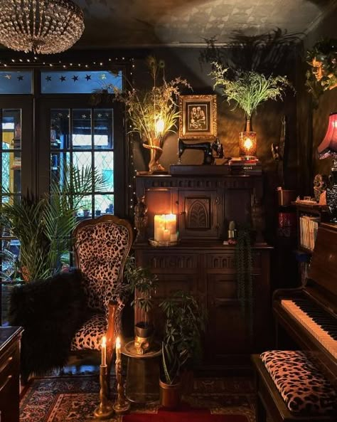 Voice of Nature - itsonlytaken10years Maximalist dark interiors Maximalist Interior, Maximalist Home, Dark Home Decor, Goth Home Decor, Dark Home, Dark Interiors, Dream Room Inspiration, Dream Rooms, Dream House Decor