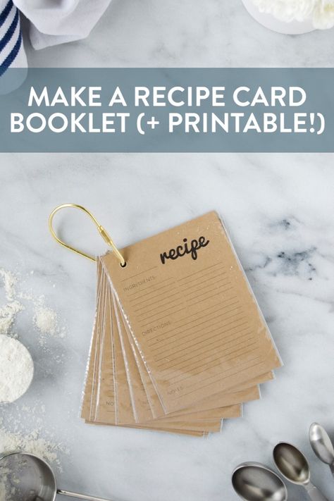 How to make a key ring recipe card holder, plus free printable recipe cards Recipe Cards Printable Free Editable, Recipe Card Gift Ideas, Recipe Cards Diy, Recipe Box Diy, Handmade Recipe Cards, Recipe Printables, Diy Recipe Book, Wellness Week, Recipe Storage