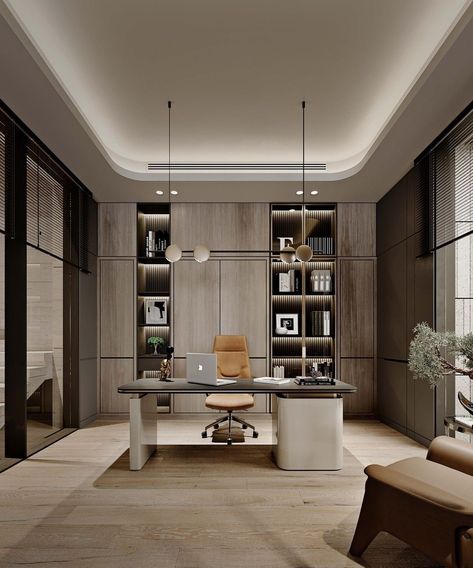 Ceo Office Design Luxury Modern, Ceo Office Design Luxury, Executive Office Design Interior, Minimal Office Design, Office Interior Design Luxury, Ceo Office Design, Office Ceiling Design, Luxurious Home Office, Executive Office Design