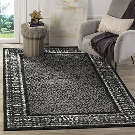 $166.23  * Read more reviews of the product by visiting the link on the image. (This is an affiliate link) #LeavingRoomCarpet Safavieh Rug, Contemporary Bedroom Decor, Lodge Style, Silver Rug, Rustic Lodge, Polyester Rugs, Silver Area Rug, Black Rug, Vintage Area Rugs