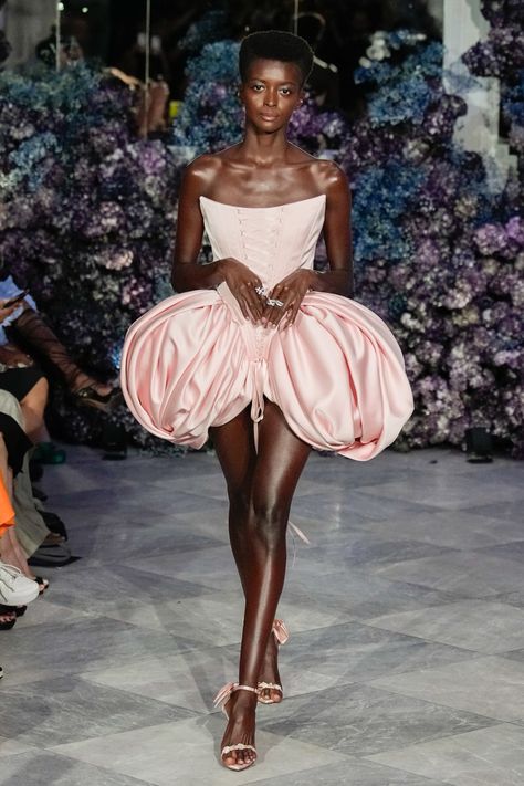 Blue And Gold Dress, Lace Up Corset, Bubble Dress, Christian Siriano, Spring 2024, Couture Fashion, New York Fashion Week, New York Fashion, Runway Fashion