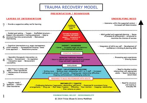 A graphic referring to the trauma recovery model, it discusses the layers of intervention and the underlying needs of each intervention. This is a useful framework to work within for trauma informed counselling Schematic Play, Nervus Vagus, Clinical Social Work, Emdr Therapy, School Social Work, Counseling Activities, Child Therapy, Therapy Counseling, Counseling Resources