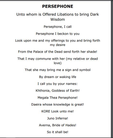 Persephone Prayer, Lady Persephone, Queen Persephone, Greek Prayers, Hellenic Polytheism, Goddess Persephone, Hades Aesthetic, Occult Knowledge, Hades Greek Mythology