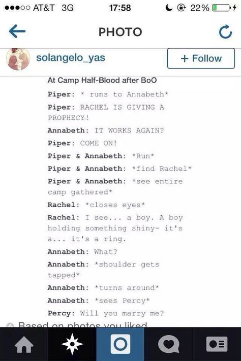 Percy proposes to Annabeth Percy Jackson Head Canon, Frank Zhang, Percy And Annabeth, Piper Mclean, Seaweed Brain, Jason Grace, Trials Of Apollo, Percy Jackson Memes, Leo Valdez