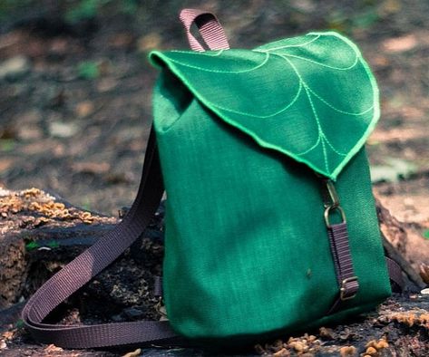 Green Leaf Backpack Leaf Bag Pattern, Plant Backpack, Leaf Backpack, Leaf Bag, Hippie Backpack, Green Bags, Unique Backpacks, Women Backpack Travel, Handmade Backpacks