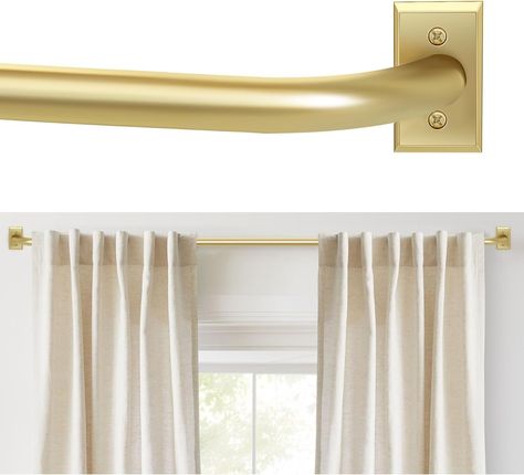 Amazon.com: ZYRW Gold Wrap Around Curtain Rod for Windows 28-48 Inches, Room Darkening Drapery Rod, Heavy Duty Blackout Curtain Rod, Modern Decorative Curtain Rod, Gold : Home & Kitchen Wrap Around Curtain Rod, Gold Curtain Rods, Decorative Window Treatments, Curtain Rods And Hardware, Black Curtain Rods, Window Rods, Decorative Curtain Rods, Gold Curtains, Window Curtain Rods