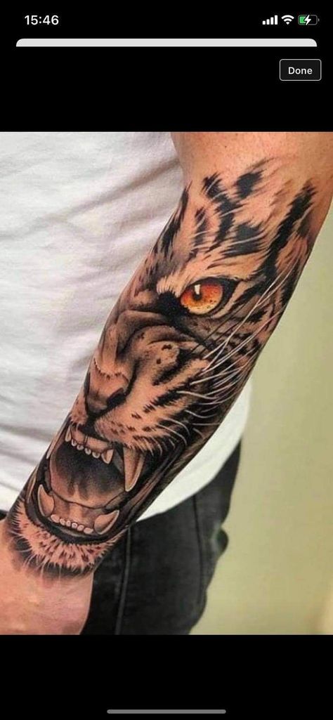 Kurt Tattoo, Tiger Forearm Tattoo, Tiger Eyes Tattoo, Tato Maori, Tiger Tattoo Sleeve, Panda Tattoo, Lion Head Tattoos, Tiger Tattoo Design, Forarm Tattoos