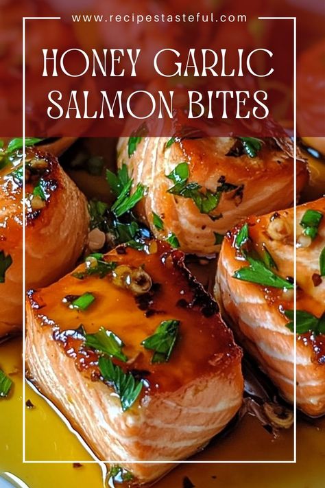 These Honey Garlic Salmon Bites are a delightful blend of sweet and savory flavors, making them perfect as an appetizer or main dish. Quick to prepare, these bite-sized salmon pieces are coated in a luscious honey garlic sauce that will have everyone coming back for more! Honey Salmon Bites, Honey Garlic Salmon Bites, Garlic Salmon Bites, Salmon Bites Recipe, Salmon Bites, Salmon Soy Sauce, Honey Garlic Salmon, Garlic Salmon, Honey Garlic Sauce