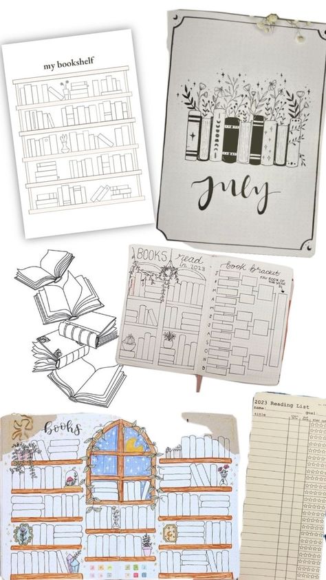 bookshelf ideas for your bullet journal. Bookshelf Bullet Journal, Bookshelf Template, Bookshelf Ideas, Bullet Journal Ideas, Reading Lists, Journal Ideas, Bookshelves, Books To Read, Bullet Journal