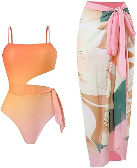 Women two piece bathing suit push up swimwear cover ups is bringing a sparkle, colorful, trendy word to life. The flattering high cut swimsuits with wrap skirt is made in soft and stretchy polyester and high grade material with various themes. #womensplussizedresses #womensmaxidress #womenssummerfashion #luckylatinashopguide #summerdresses #luckylatina #longdresses #fashion2023 #bohodresses #shortdresses #maxidresses #shortdresses #cruisewear #plussizefashion #swimwear #swim Tie Swimsuit, Pink Floral Skirt, Wrap Swimsuit, Skirted Swimsuit, Retro Swimsuit, Cut Out Swimsuits, Beach Skirt, Costume Intero, 2 Piece Swimsuits