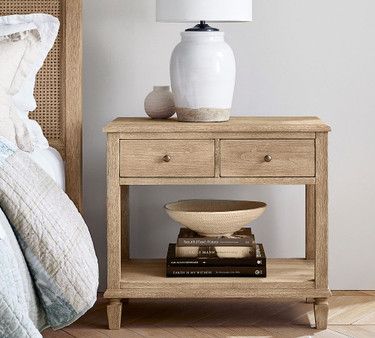 Sausalito Nightstand, Farm Bedroom, Beautiful Bed Designs, Reclaimed Wood Nightstand, Round Nightstand, Geometric Construction, Wood Bedside Table, Dovetail Joinery, Whitewash Wood