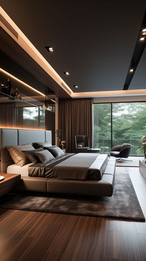 Contemporary interior design Living room >> Everything is designed. Few things are designed well #interiordesign #interior #interiores #design #designer #decoração #decor #decoration #decoracao #homedecor #decorationinterieur #architecture #architecture #architecturesketches✏️ #architecturelovers #homestyle #homeideas Black Walls Bedroom, Minimalist Bedroom Decor, Luxury Bedroom Furniture, Modern Luxury Bedroom, Luxury Bedroom Master, Redecorate Bedroom, Elegant Bedroom, Modern Bedroom Design, Bedroom Refresh