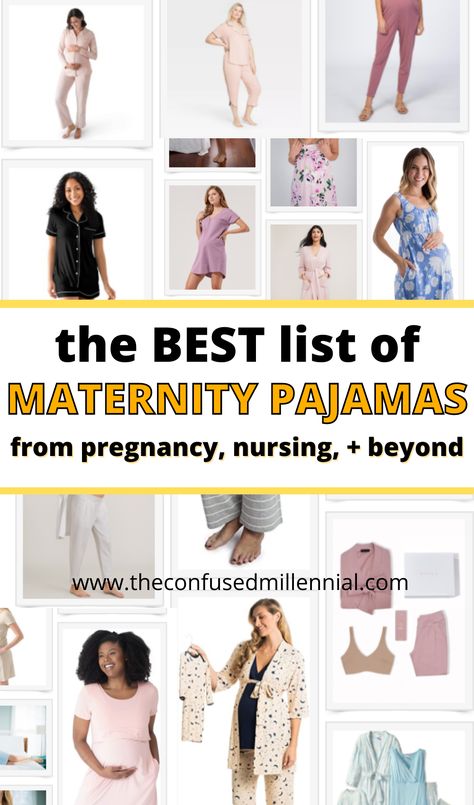 The best maternity pajamas recommended by a mom! These are the perfect materniy lounge wear, comfy maternity outfits, and nursing nightgown! Finally maternity pjs you won't sweat through! Maternity Pjs Hospitals, Comfy Maternity Outfits, Maternity Pjs, Lounge Wear Comfy, Nursing Pajama Set, Postpartum Nursing, Nursing Nightgown, Nursing Pajamas, Maternity Pajamas