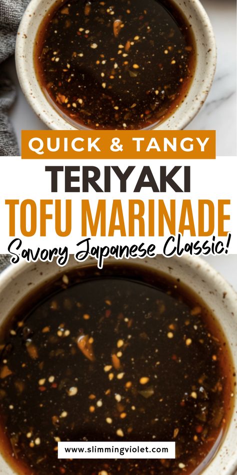 Enjoy the classic sweet and savory flavors of Teriyaki with this easy tofu marinade! Made with soy sauce, brown sugar, and garlic, it’s a perfect way to add depth to your tofu. Whether grilling, baking, or stir-frying, this marinade works beautifully, giving your tofu a rich, satisfying flavor. Serve it with rice, noodles, or vegetables for a delicious meal that’s quick and easy to make. It’s a crowd-pleasing recipe, ideal for meal prep, weeknight dinners, or a flavorful lunch. Save this pin for a tofu recipe that’s as tasty as it is simple to make! Tofu Stir Fry Marinade, Savory Tofu Marinade, Teriyaki Tofu Marinade Recipe, Teriyaki Tofu Marinade, Tofu With Soy Sauce, Best Tofu Marinade, Teriyaki Tofu Stir Fry, Teriyaki Tofu Recipes, Easy Tofu Marinade