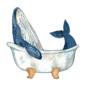 Wall Poster Decor, Taking Bath, Poster Decor, Kids Room Wall Decor, Truck Art, Art Bathroom, Humpback Whale, Clawfoot Tub, Bathroom Art