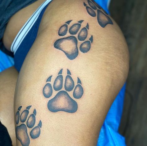 Bear Paw Tattoos Native American, Bear Claws Tattoo, Paw Print Tattoo On Thigh, Bear Paw Tattoos For Women, Bear Claw Tattoo, Bear Paw Tattoos, Paw Tattoos, Bear Tattoos, Bear Tattoo