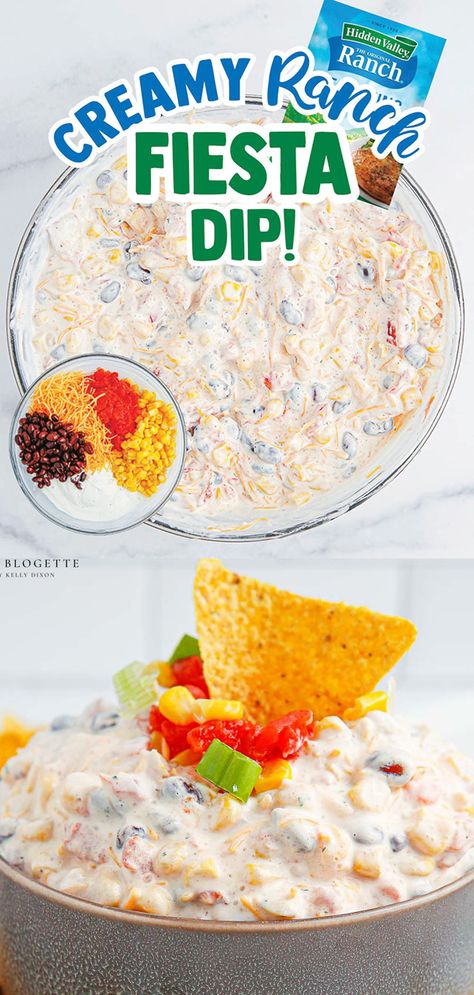 Creamy Fiesta Ranch Dip is an addicting chip dip that everyone looks forward to at parties! Served with your favorite chips or veggies. Party Snacks Easy Appetizers, Fiesta Ranch Dip, Fiesta Dip, Ranch Dip Recipe, Sweet Appetizer, Delicious Appetizers, Delicious Appetizer Recipes, Best Appetizer Recipes, Appetizers Easy Finger Food