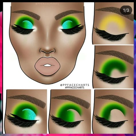 Makeup Chart, Colorful Eye Makeup Tutorial, Face Essentials, Eyeshadow Inspiration, African Makeup, Dark Skin Makeup Tutorial, Flawless Face Makeup, Maquillage Yeux Cut Crease, Makeup Charts