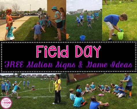 Tickled Pink in Primary: 12 FREE Station Signs for Field Day Feild Day, Field Day Activities, Field Day Games, Picnic Activities, Pe Activities, Pe Ideas, Pe Games, Play Day, Sports Day